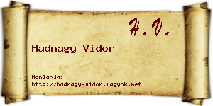Hadnagy Vidor névjegykártya